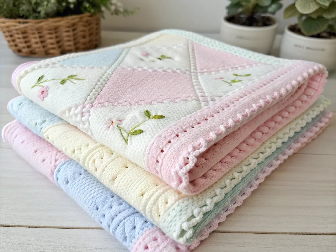 Handgjord babyfilt i mjuk bomull